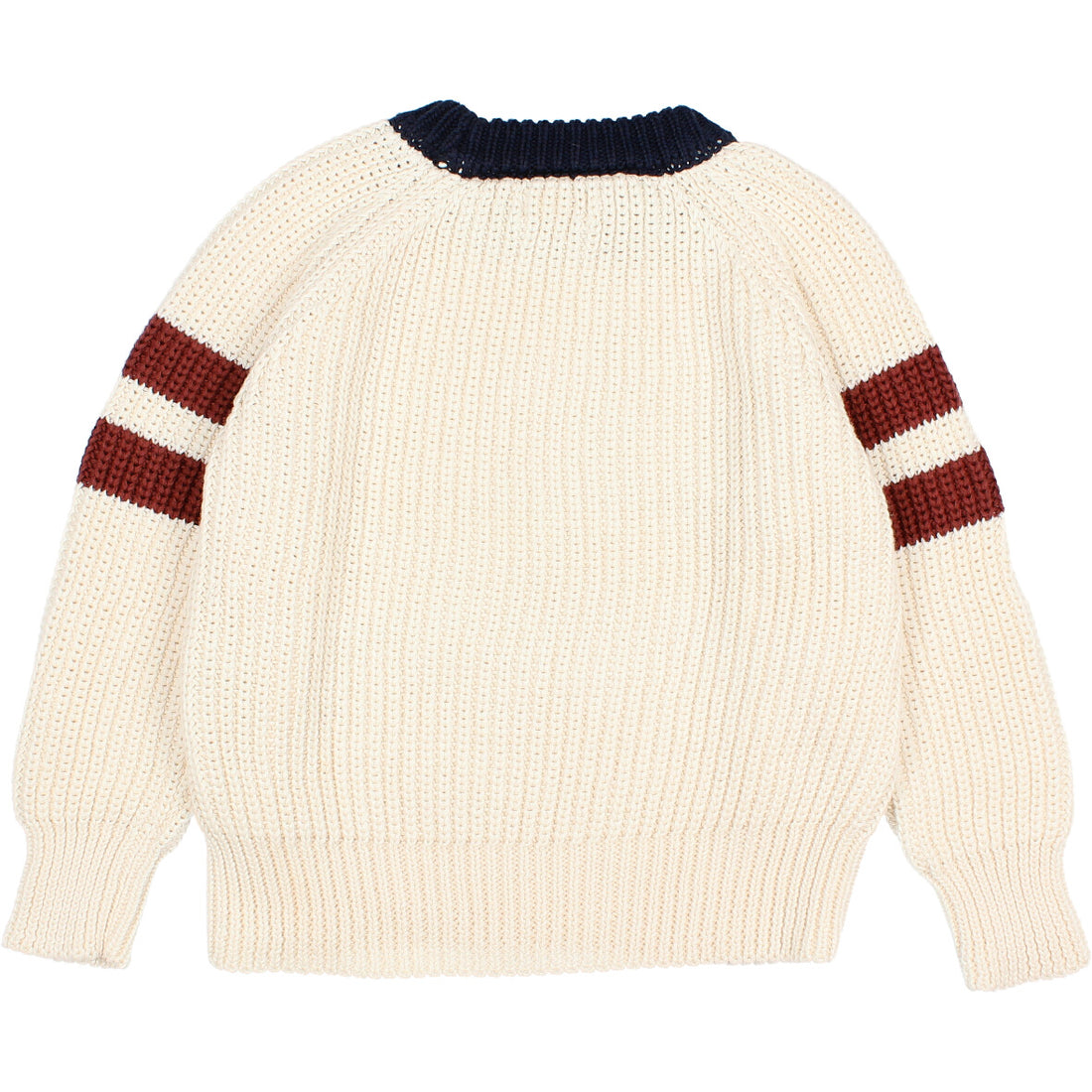 Buho Ecru Cotton Knit Bands Sweater