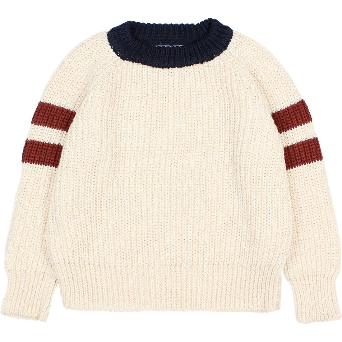 Buho Ecru Cotton Knit Bands Sweater