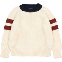 Buho Ecru Cotton Knit Bands Sweater