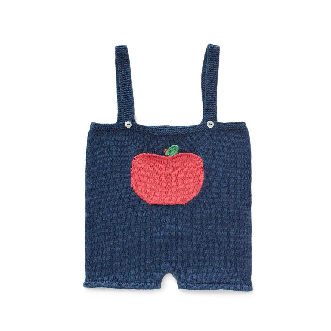 Oeuf Dark Navy Peach Knit Romper