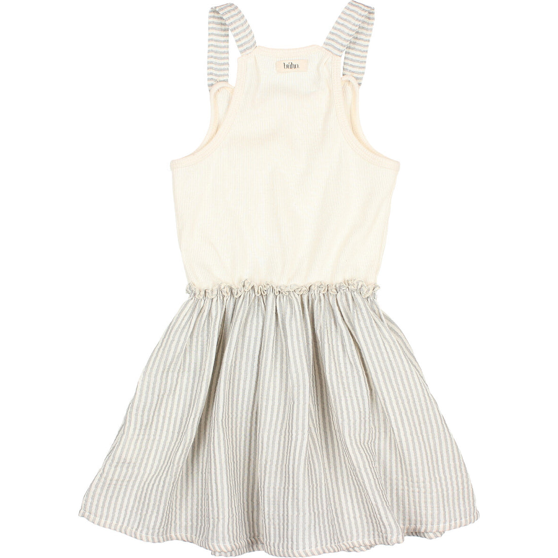 Buho Light Grey Rib & Stripes Combi Dress