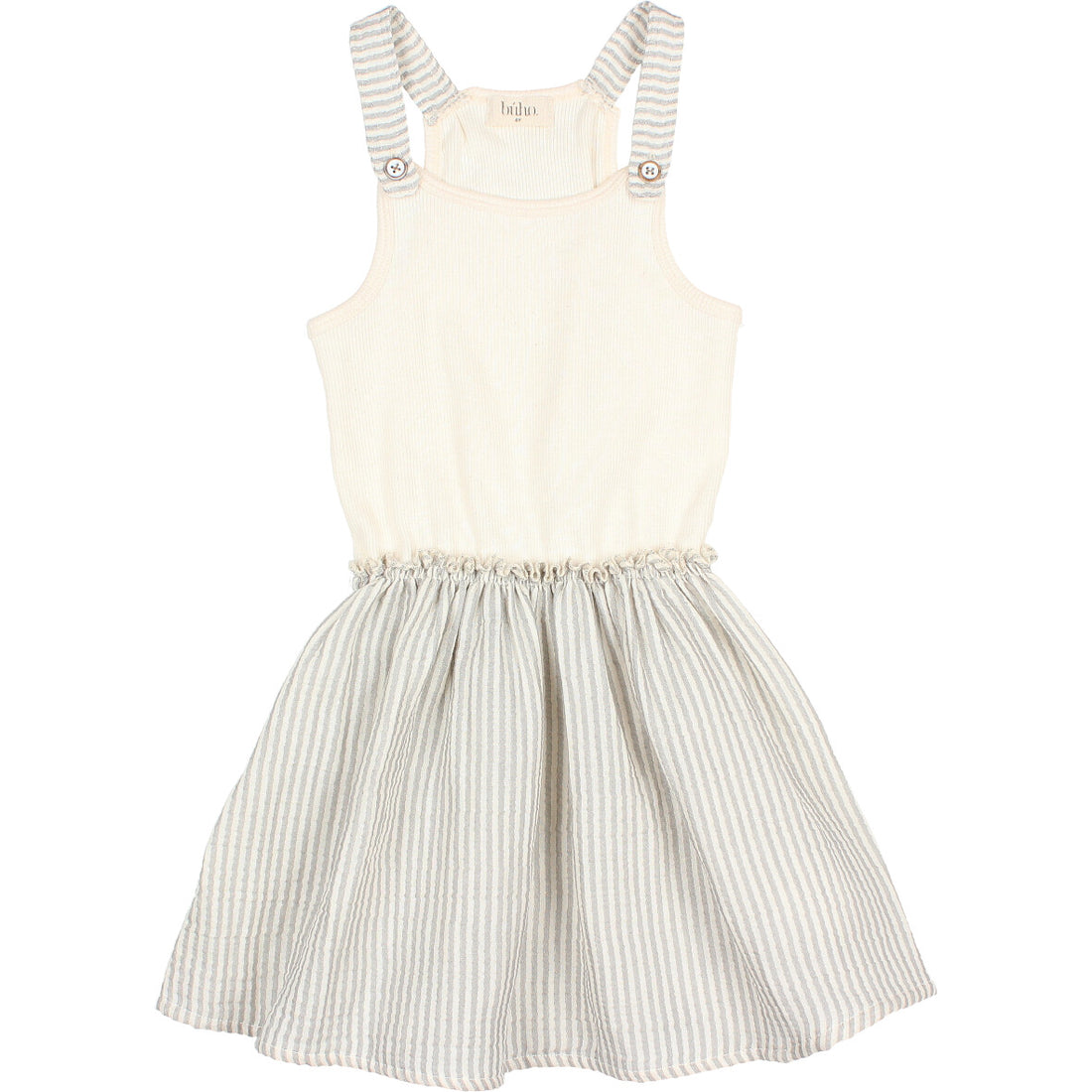 Buho Light Grey Rib & Stripes Combi Dress