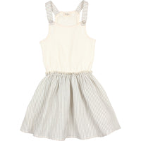 Buho Light Grey Rib & Stripes Combi Dress