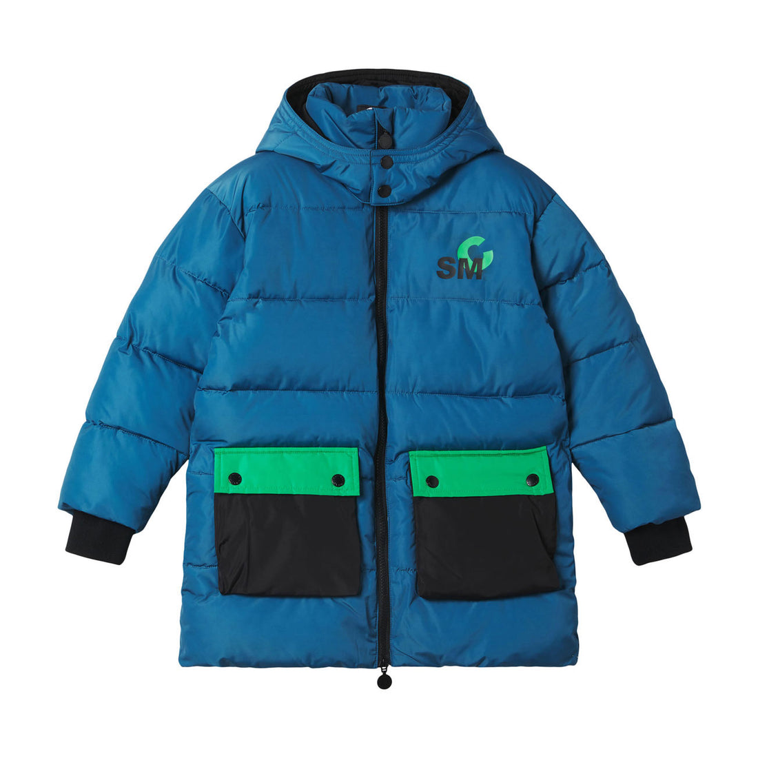 Stella McCartney Color Block Puffer With Smc Print