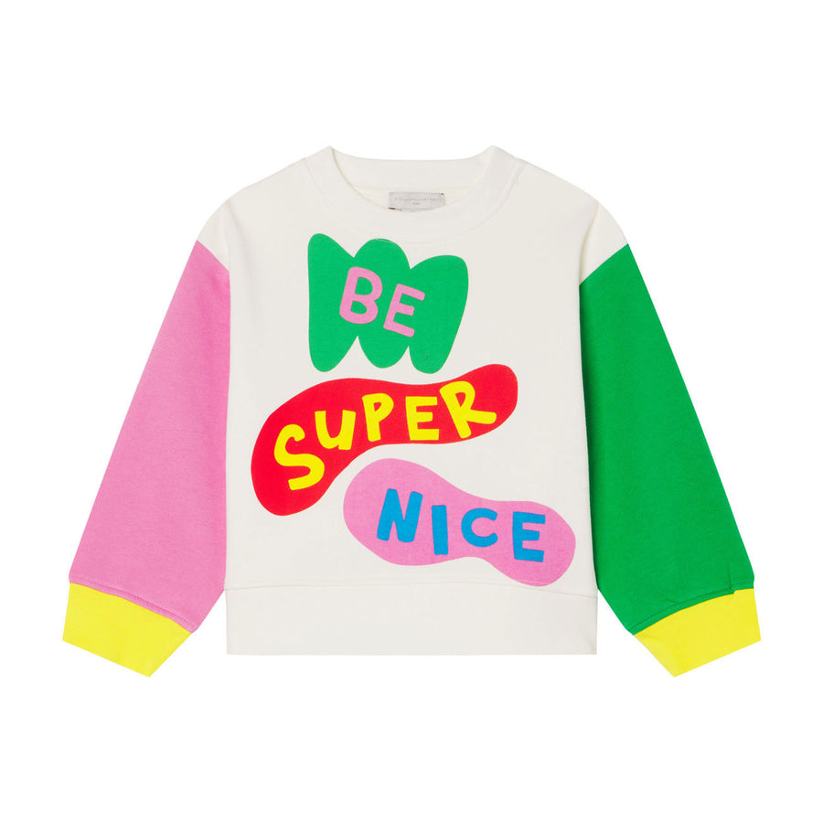 Stella McCartney Color Block Sweatshirt With Be Super Nice Print