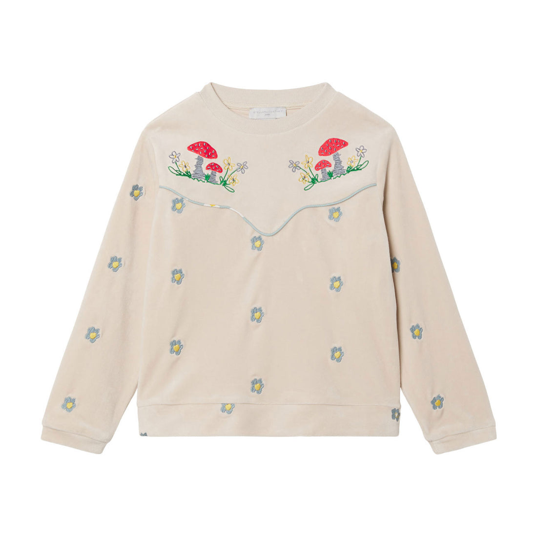 Stella McCartney Daises And Mushrooms Embroidered Velour Sweatshirt