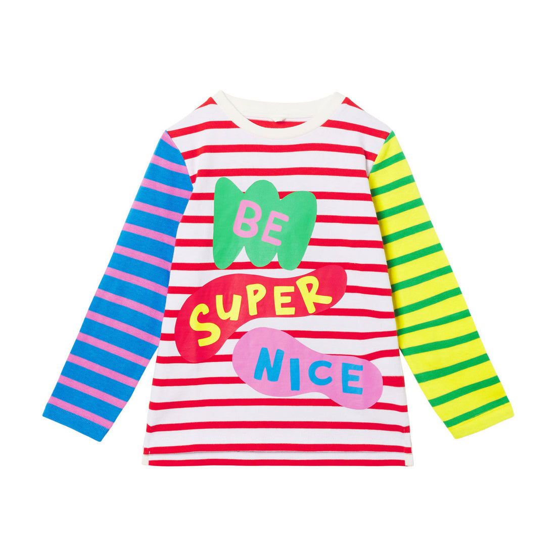 Stella McCartney Striped T-Shirt With Be Super Nice Print