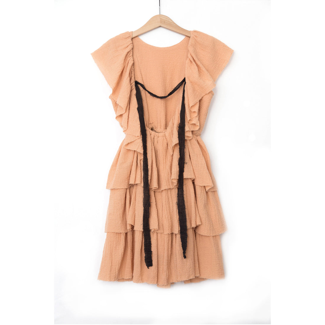 Ninina Peach Puff Low Back Dress