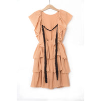 Ninina Peach Puff Low Back Dress