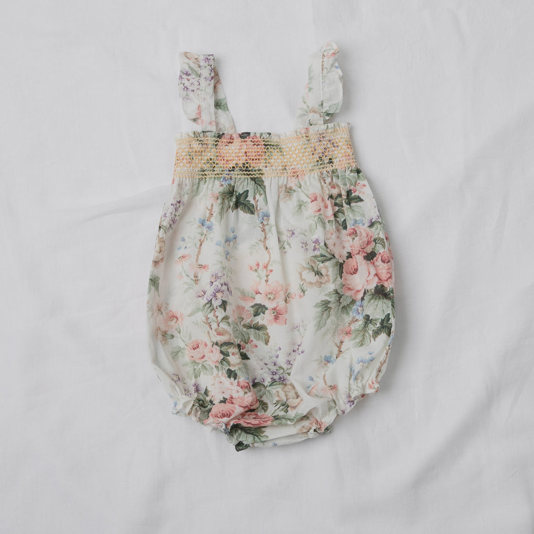 Petite Amalie Rose Print Shirred Romper