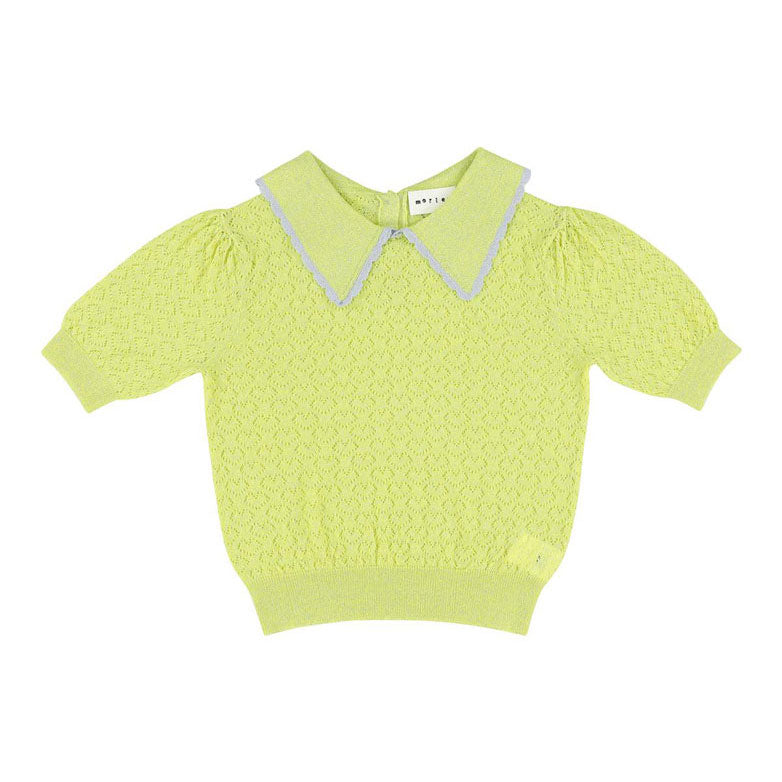 Morley Lemon Lurex Saxy Short Sleeve Knitted Girls Polo