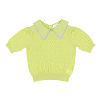 Morley Lemon Lurex Saxy Short Sleeve Knitted Girls Polo