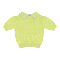 Morley Lemon Lurex Saxy Short Sleeve Knitted Girls Polo