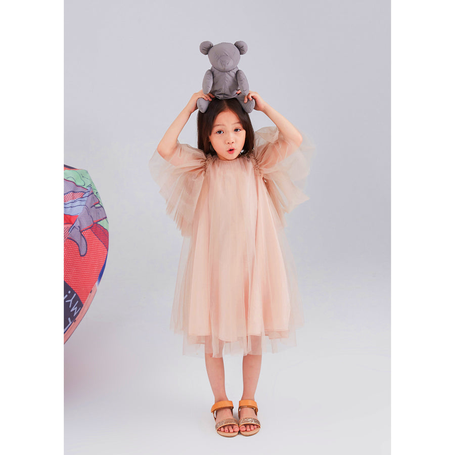 JNBY Pink Winged Sleeve Tulle Dress