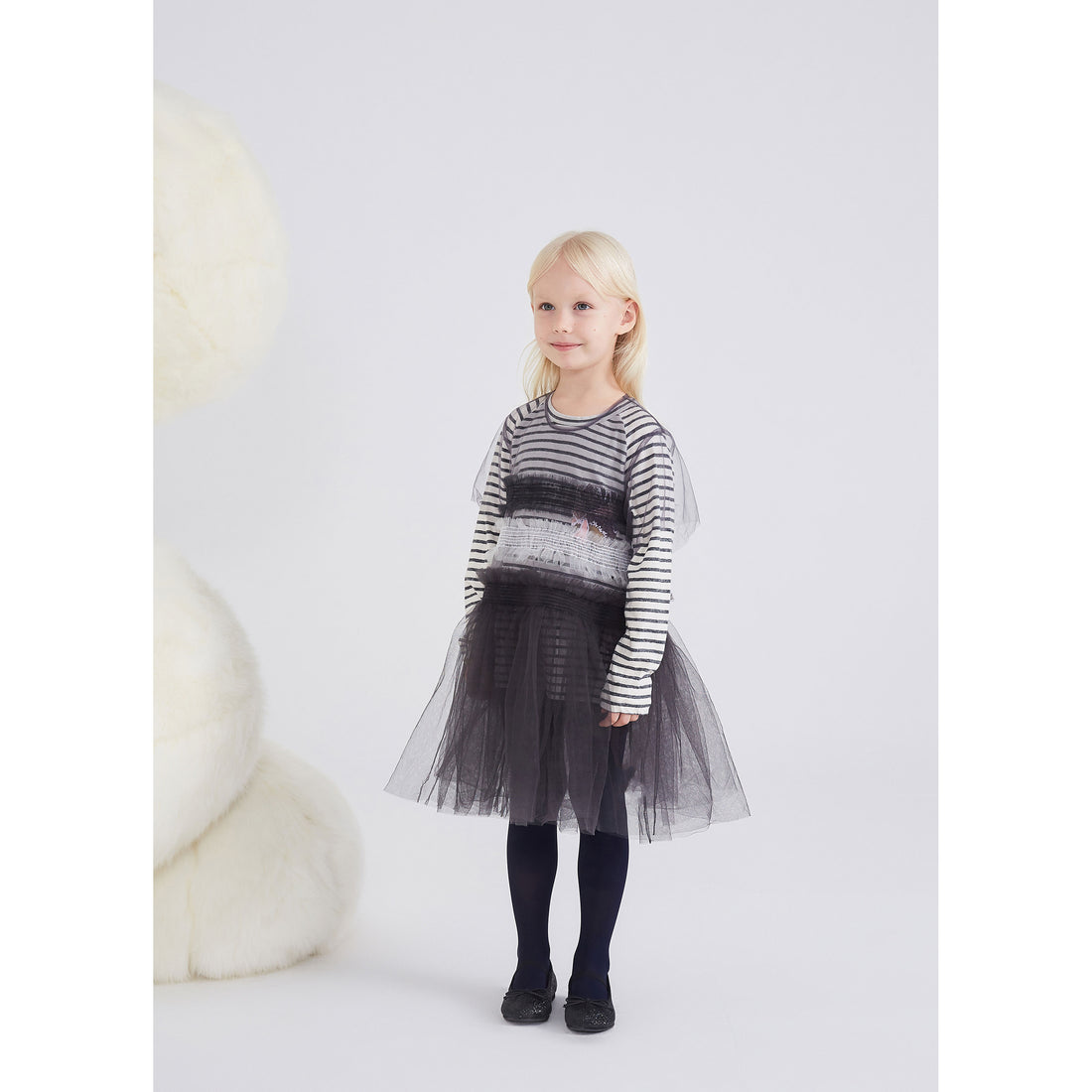 JNBY Black Tulle Embroidered Dress