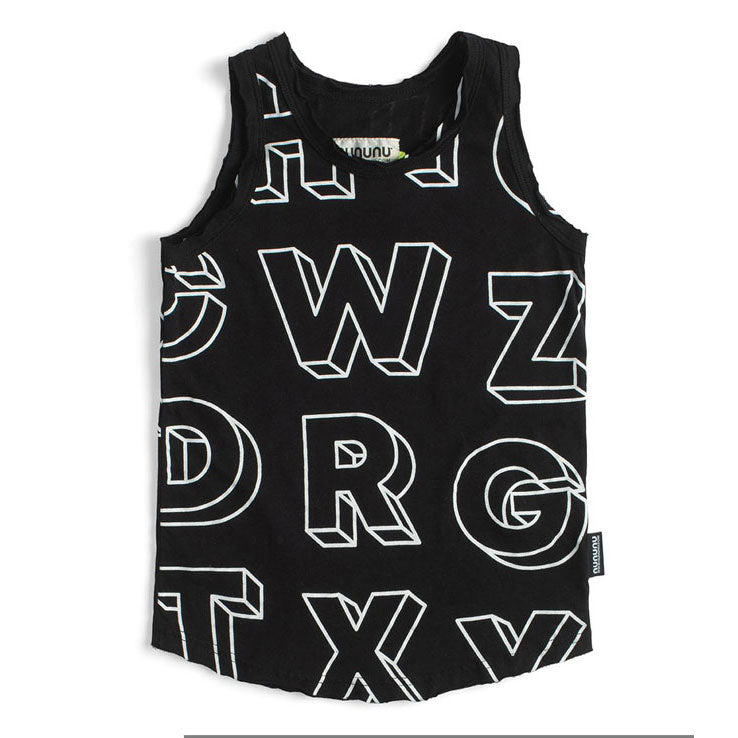 NUNUNU Black A-Z Tank Top
