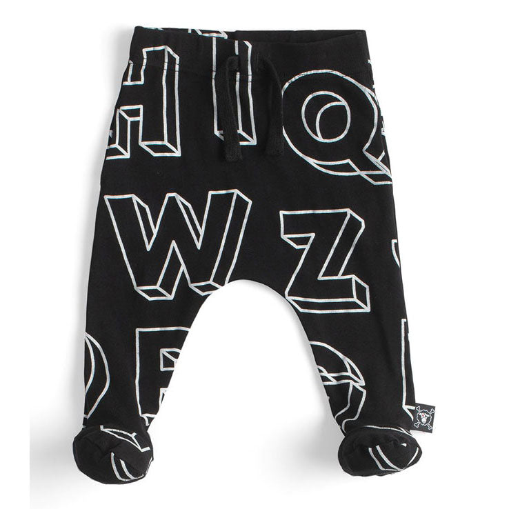 NUNUNU Black A To Z Footed Sweatpants