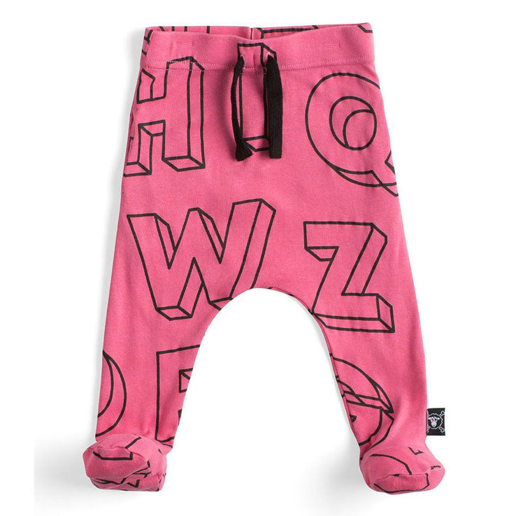 NUNUNU Hot Pink A To Z Footed Sweatpants