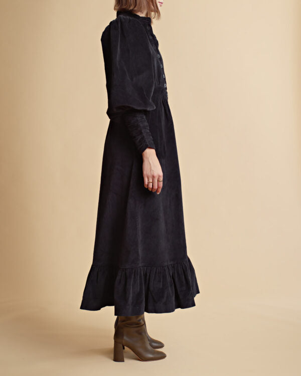 By Timo Black Corduroy Button Down Maxi Dress