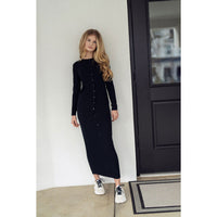 Coco Blanc Black Ribbed Midi Skirt
