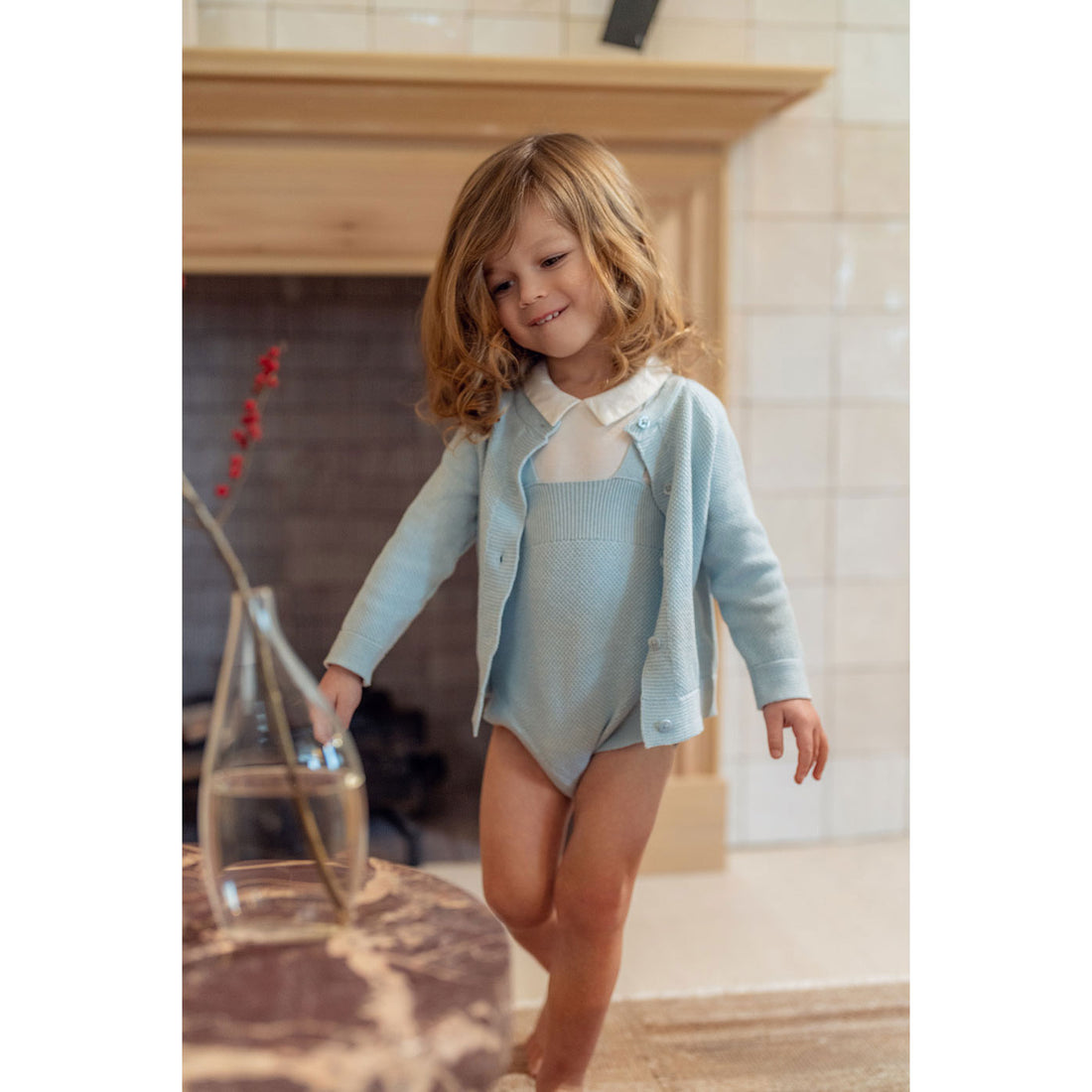 Coco Blanc Pale Blue Knit Romper