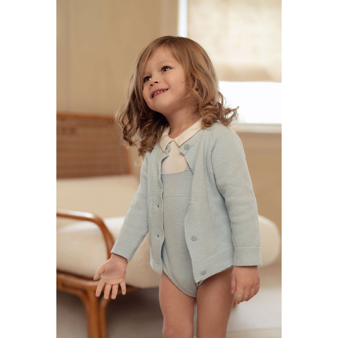 Coco Blanc Pale Blue Knit Romper
