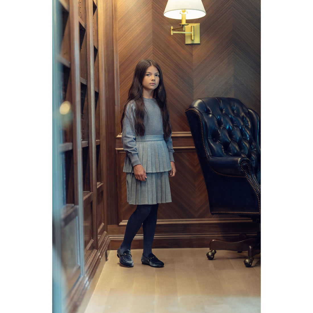 Coco Blanc Heathered Blue Layered Skirt
