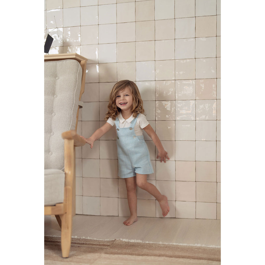 Coco Blanc Pale Blue Woven Overalls