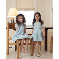 Coco Blanc Pale Blue Woven Pleated Skirt