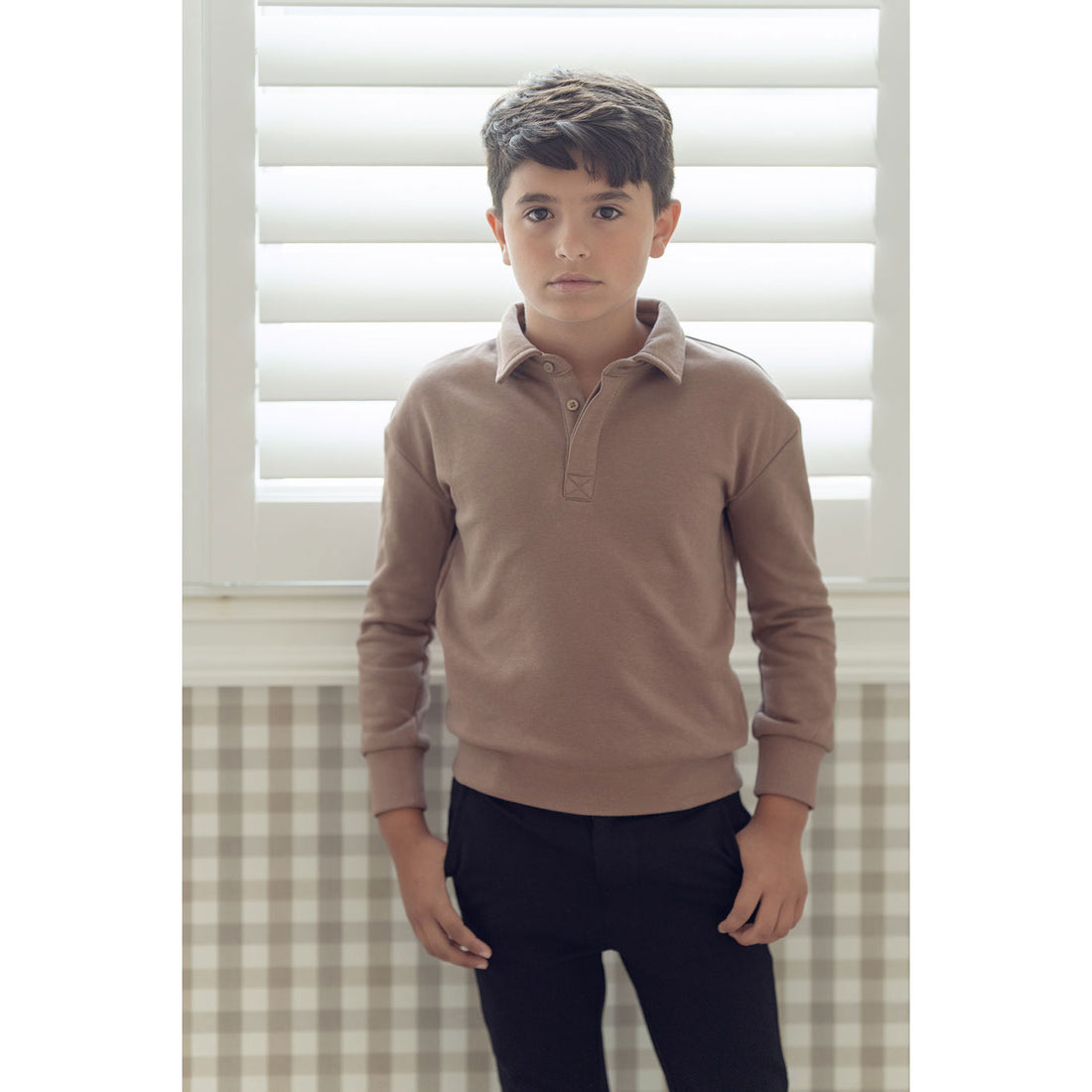Coco Blanc Mocha Boys Sweatshirt Polo