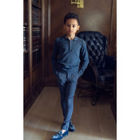 Coco Blanc Heathered Blue Wool Pants