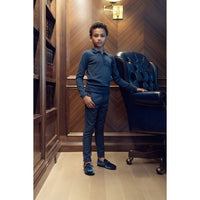 Coco Blanc Heathered Blue Wool Pants
