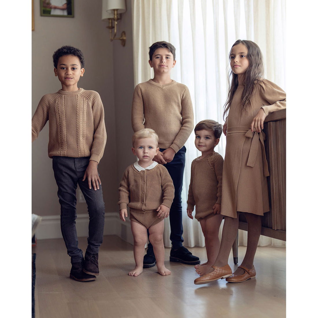Coco Blanc Camel Short Romper With Cable Detail