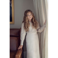 Coco Blanc Cream Midi Silk Skirt