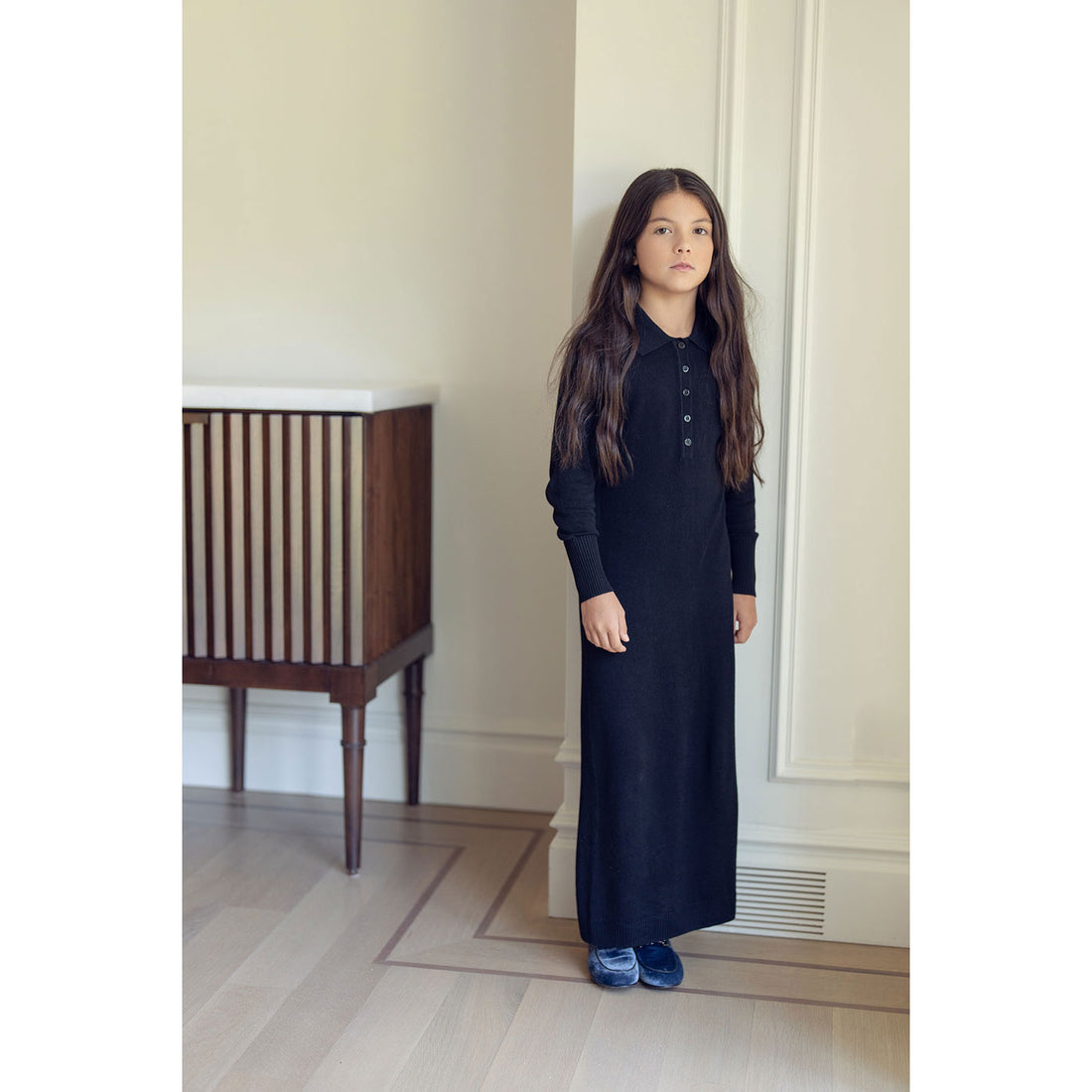 Coco Blanc Black Knit Polo Maxi