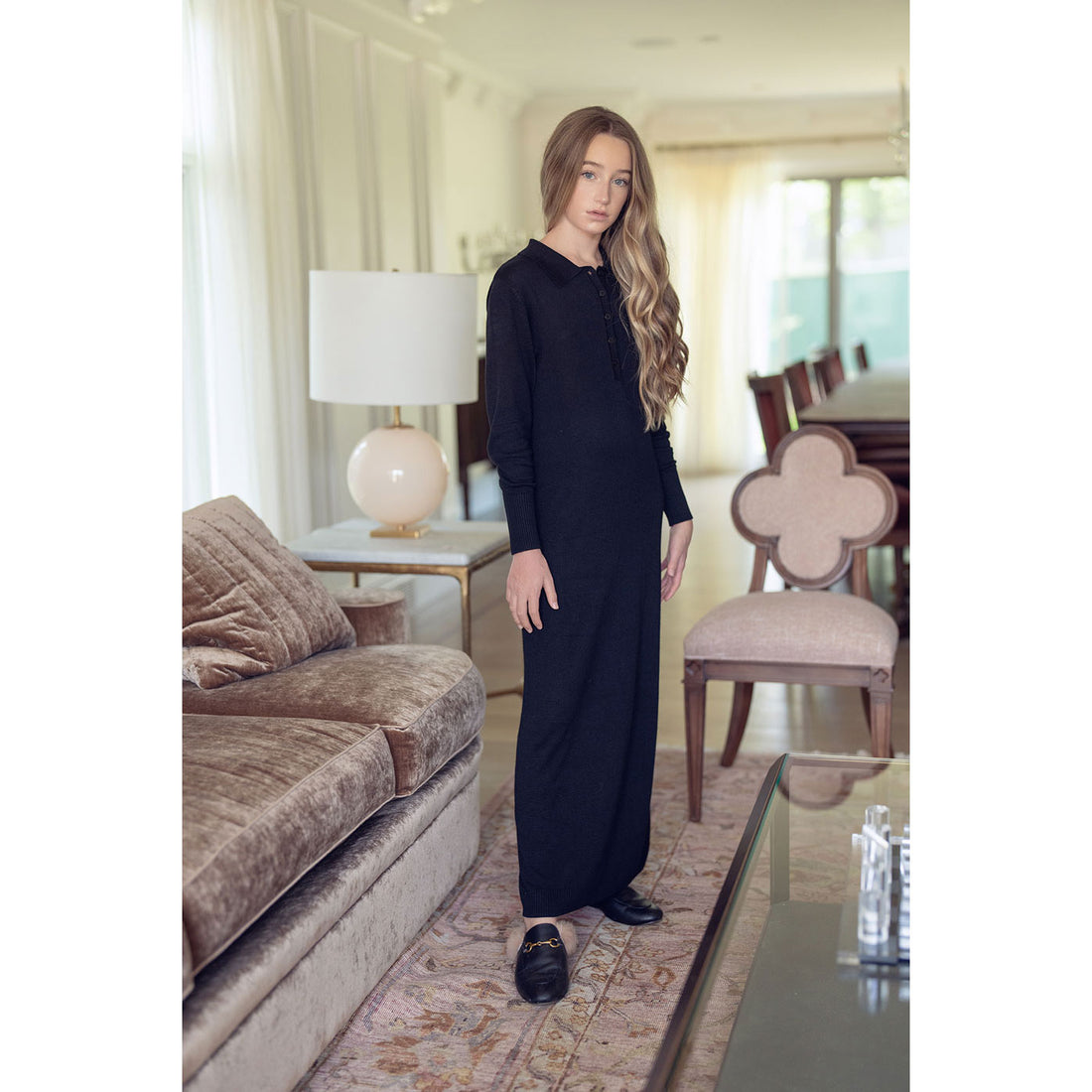 Coco Blanc Black Knit Polo Maxi