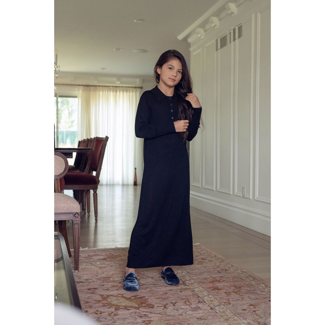 Coco Blanc Black Knit Polo Maxi