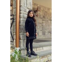 Coco Blanc Black Velour Cardigan Dress