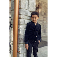 Coco Blanc Black Velour Double Breasted Blazer