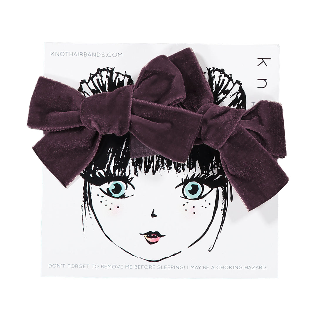 Knot Hairbands Velvet Ribbon Bow Clip Set // Plum