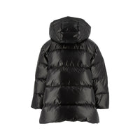 Add Black Girls Hooded Down Jacket Contrast Logo Detail