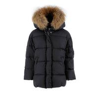 Add Black Girls Satin Down Jacket Fur Hood Collar