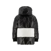Add Black/Off White Bicolor Hooded Down Jacket Logo Sleeve Detail