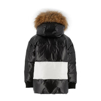 Add Black/Off White Bicolor Hooded Down Jacket Logo Sleeve Detail
