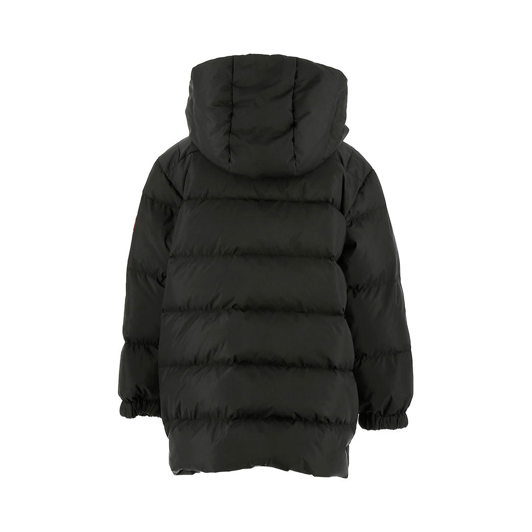 Add Black Boy Hooded Montgomery Down Jacket Logo Detail