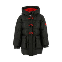 Add Black Boy Hooded Montgomery Down Jacket Logo Detail
