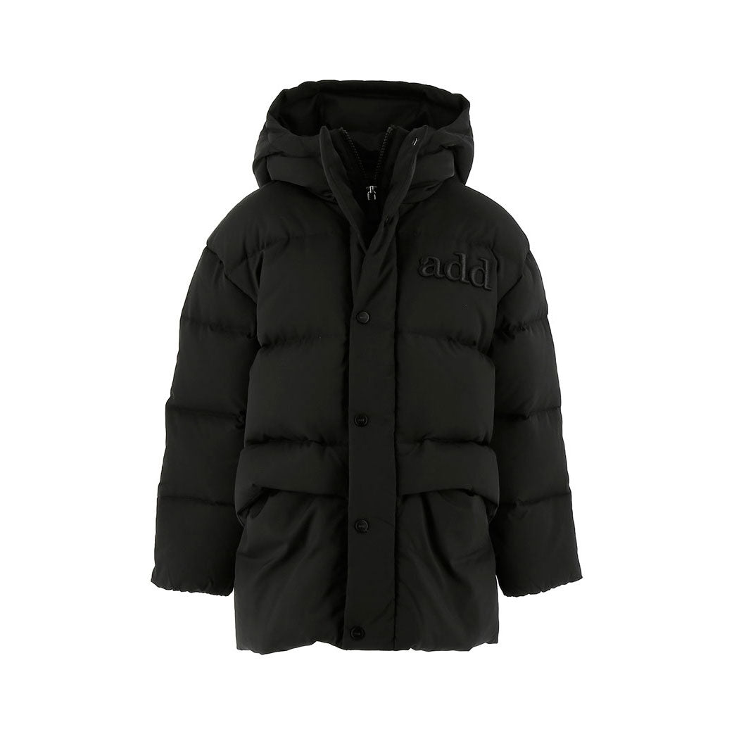 Add Black Boy Hooded Down Jacket W/ Front Logo Detail