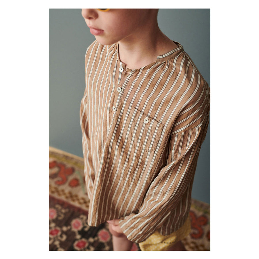 Caramel Beige Stripe Adonis Shirt