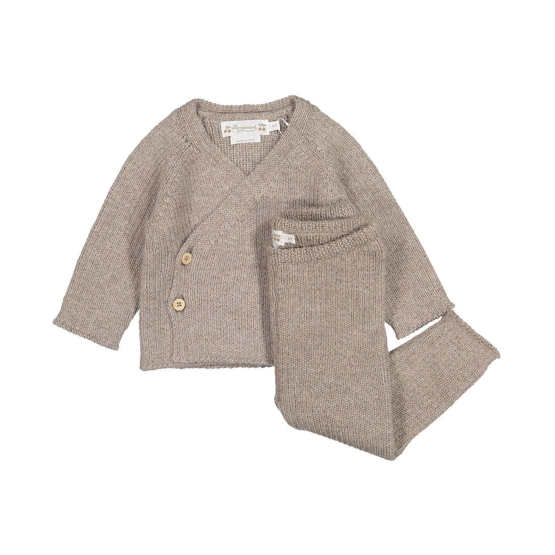 Bonpoint Taupe Knit Theva Baby Set