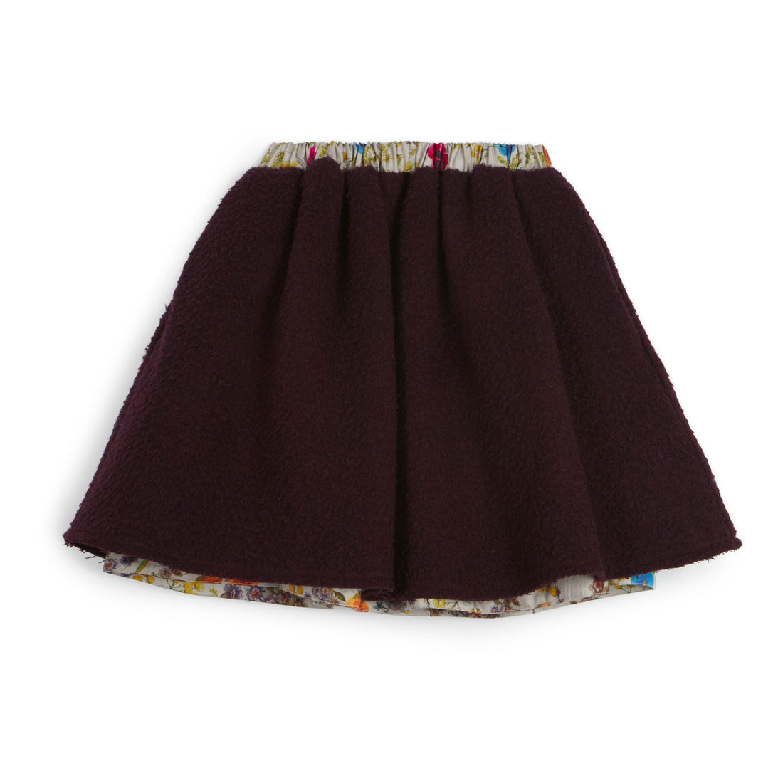 Wolf and Rita Burgundy Flowers Alberta Skirt